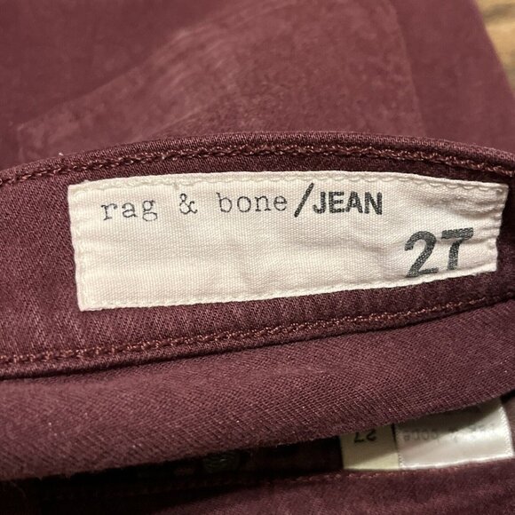 Rag & Bone Skinny Ankle Jeans SZ 27 Maroon Red Stretch Denim Mid Rise - Picture 10 of 12